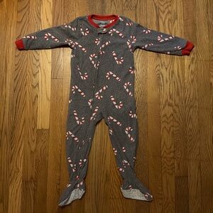 Carters Christmas Holiday Candy Cane Fleece footed PJs